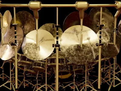 industrial 40 piece drumset 3D model