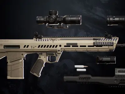 MR-772 Assault Rifle With Hands And Weapon Case Low-poly 3D model