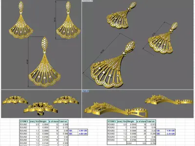 ocean shell type design of earring pendent set 3D print model