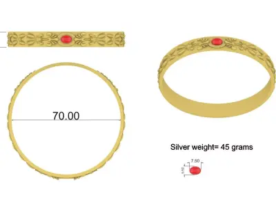 ANTIQUE CARVED BANGLE GEMSTONE JEWELLERY 3D print model