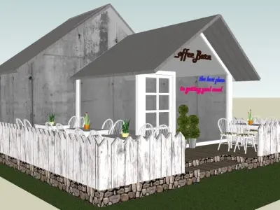 coffee barn with industrial concept 3D print model