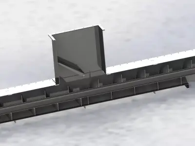 500x6000 mm double discharge screw conveyor 3D model