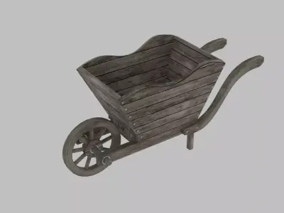 wooden old cart Low-poly 3D model buy