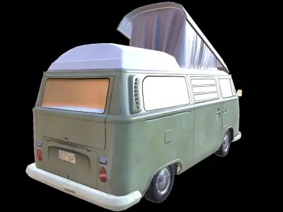 PBR VW T2 Van Lowpoly Low-poly 3D model