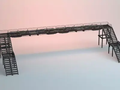 Overpass Pedestrian Road Crossing Bridge Low-poly 3D model