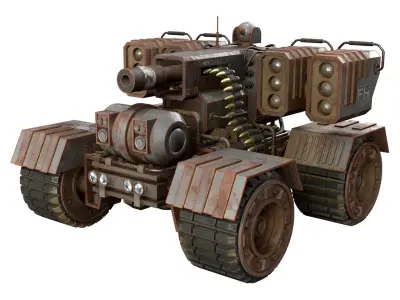 UGV Concept-3-Grey-Rusty Low-poly 3D model