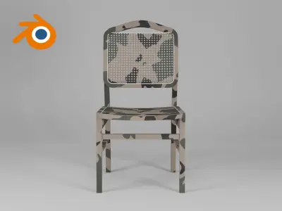 Camouflage military chair 3D model