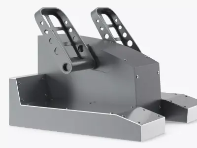 Cockpit Rudder Pedals System Simplified 3D model
