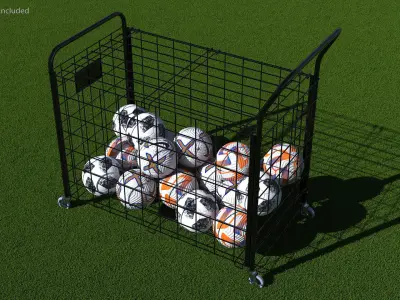 Black Metal Organizer Containing Soccer Balls 3D model