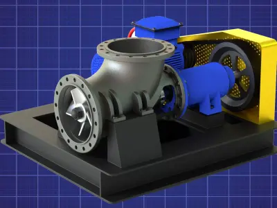 Axial Flow Pump for Chemical Industry 3D Model 3D model