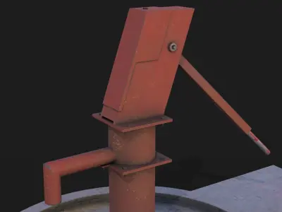 Hand Water Pump Low-poly 3D model - GameReady Low-poly 3D model