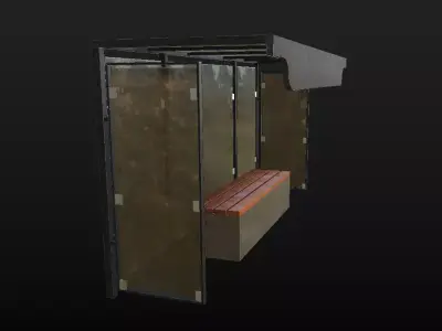 lowpoly bus station Low-poly 3D model