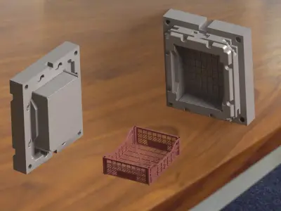 Basket Plastic injection mold with part 3D model