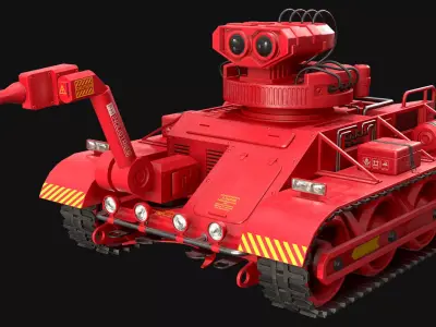 Robot Concept-3-Red-Clean Low-poly 3D model