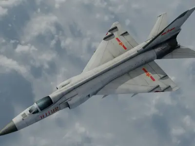 Chinese J-8 fighter jet Hand painted game model Low-poly 3D model