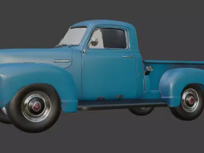 Old scratched Pickup Truck 3D Model 3D model