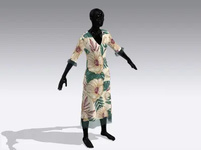 Female Cloth Dress Low-poly 3D model