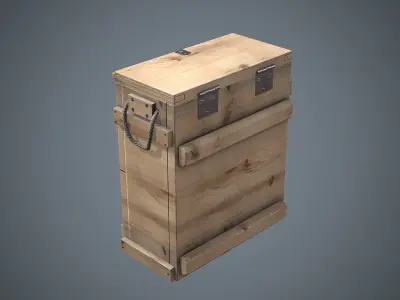 Military Wooden Box Low-poly 3D model