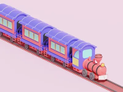 Cartoon Train 3D model