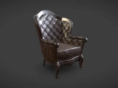 Fireplace Armchair Low-poly 3D model
