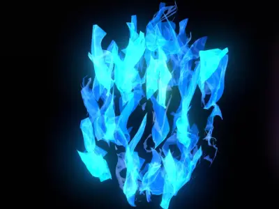 Fiery Blue Flames Shapekeys FBX 3D model