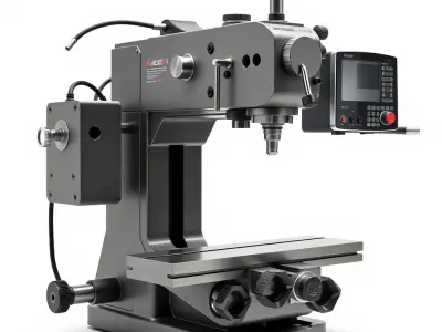 CNC Milling Machine Model Pack with Detailed Features Low-poly 3D model