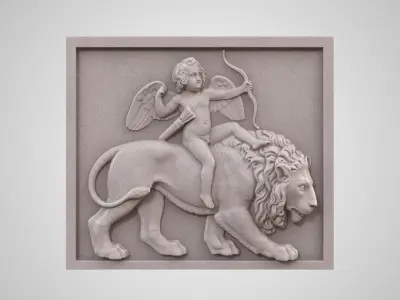 Relief Cupid on Lion 3D model
