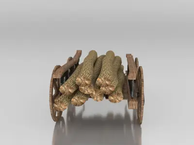 Medieval Horse Cart Low-poly 3D model