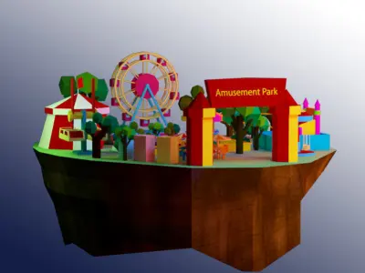amusement park Low-poly 3D model 8