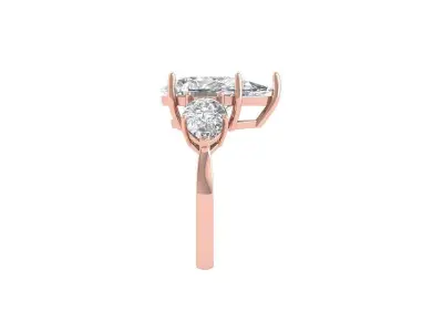 Pear 3 Stone Bridal Ring 3D print model
