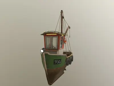 Ship Low Poly fishing boat Low-poly 3D model