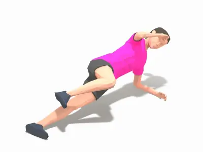 Side Plank Knee Bend  Exercise Woman Animation Low-poly 3D model