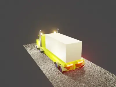 3d model truck on road Low-poly 3D model