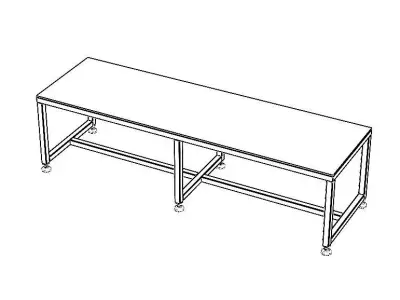 2000x600 Steel Work Table 3D model