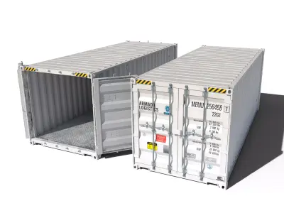 20ft Cargo Container White Low-poly 3D model