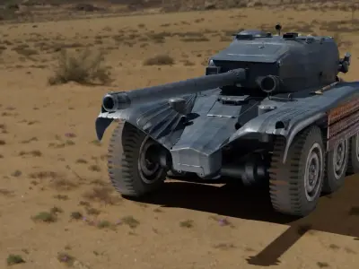 tank panhard EBR LOW POLY Low-poly 3D model