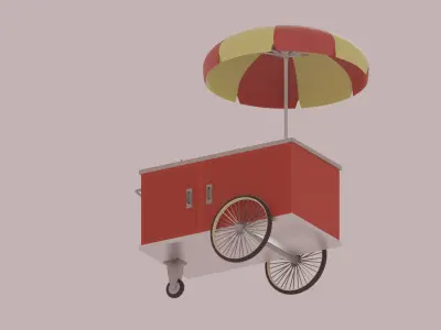 Hot Dog Cart Low-poly 3D model