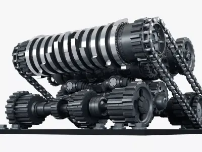 Abstract Gear Mechanism Shredder M1 3D model