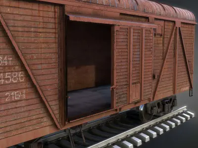 Railroad Boxcar Low-poly 3D model