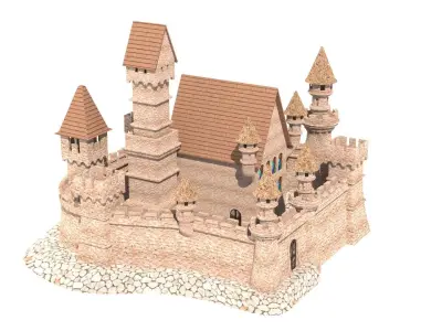 Burg castel Low-poly 3D model