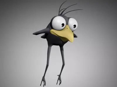 Cute  Hayao Miyazaki stylized crow bird 3D model