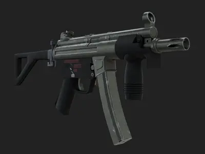 MP5K-PDW Low-poly 3D model