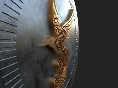 Silver Gold  flying-bird  Print 3D print model Low-poly 3D model