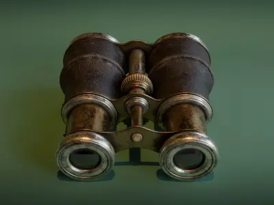 Vintage Binoculars Low-poly 3D model