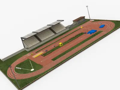 Athletics Run Track Stadium 3D model