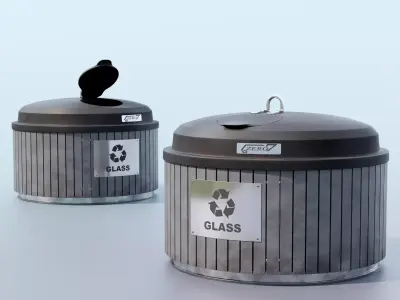 Glass Garbage Bin Free 3D model
