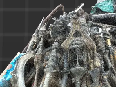 3D Scanned Car Parts Garbage Pile Free 3D model