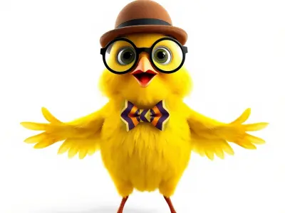 Chirpy the Cheerful Chick  Rigged and Animated D Character Model Low-poly 3D model