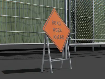 Construction Metal Fence Low-poly 3D model purchase