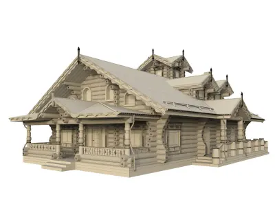 Log house 3D model purchase